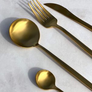 Set De Cubiertos 16 Piezas Dorado Acero Inoxidable 18/10