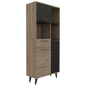 Librero 3 Puertas 1 Cajon Fm-001c Café Claro Y Negro