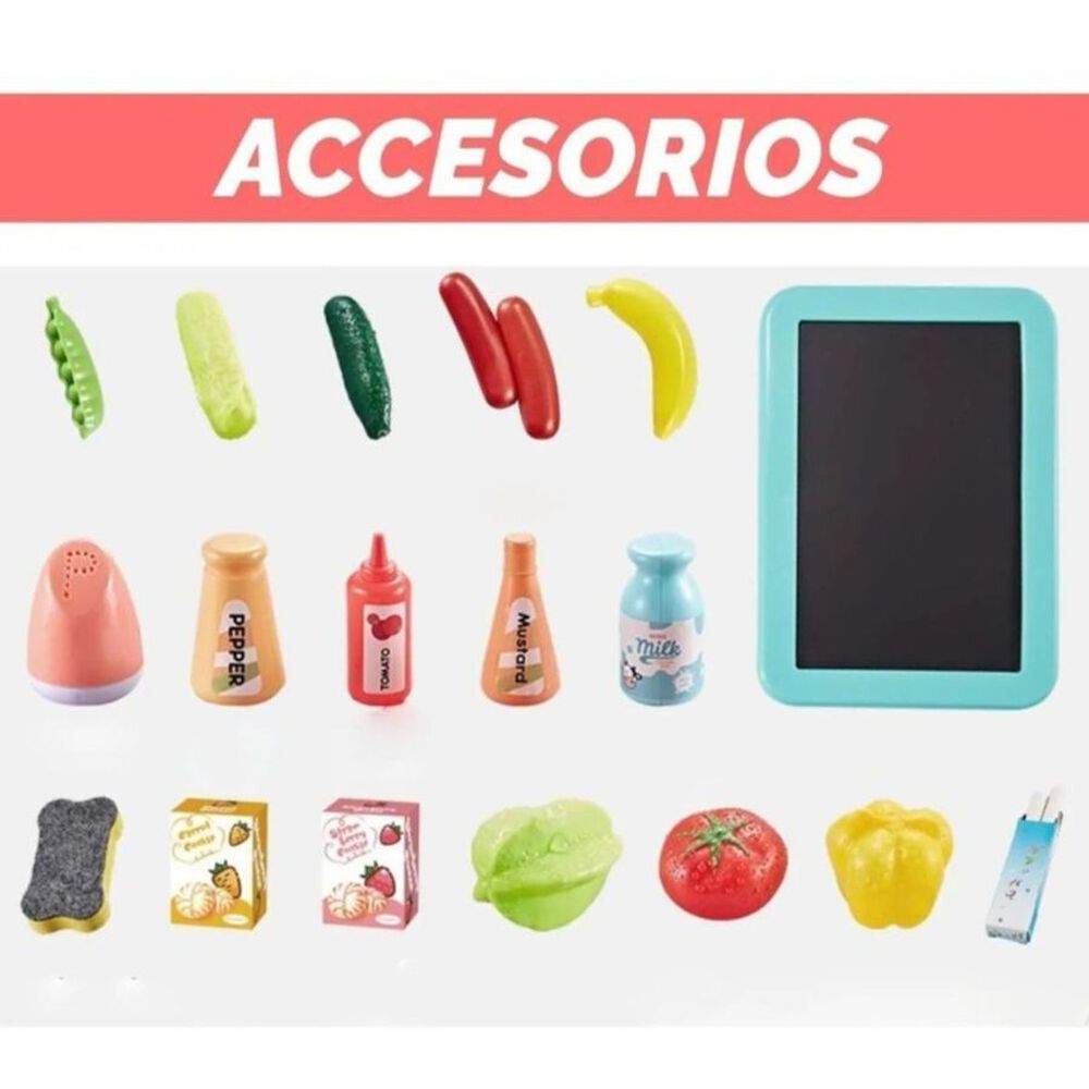 Set De Cocina Juguete Con Luz Sonido Agua Vapor Niñas 42pcs image number 3.0