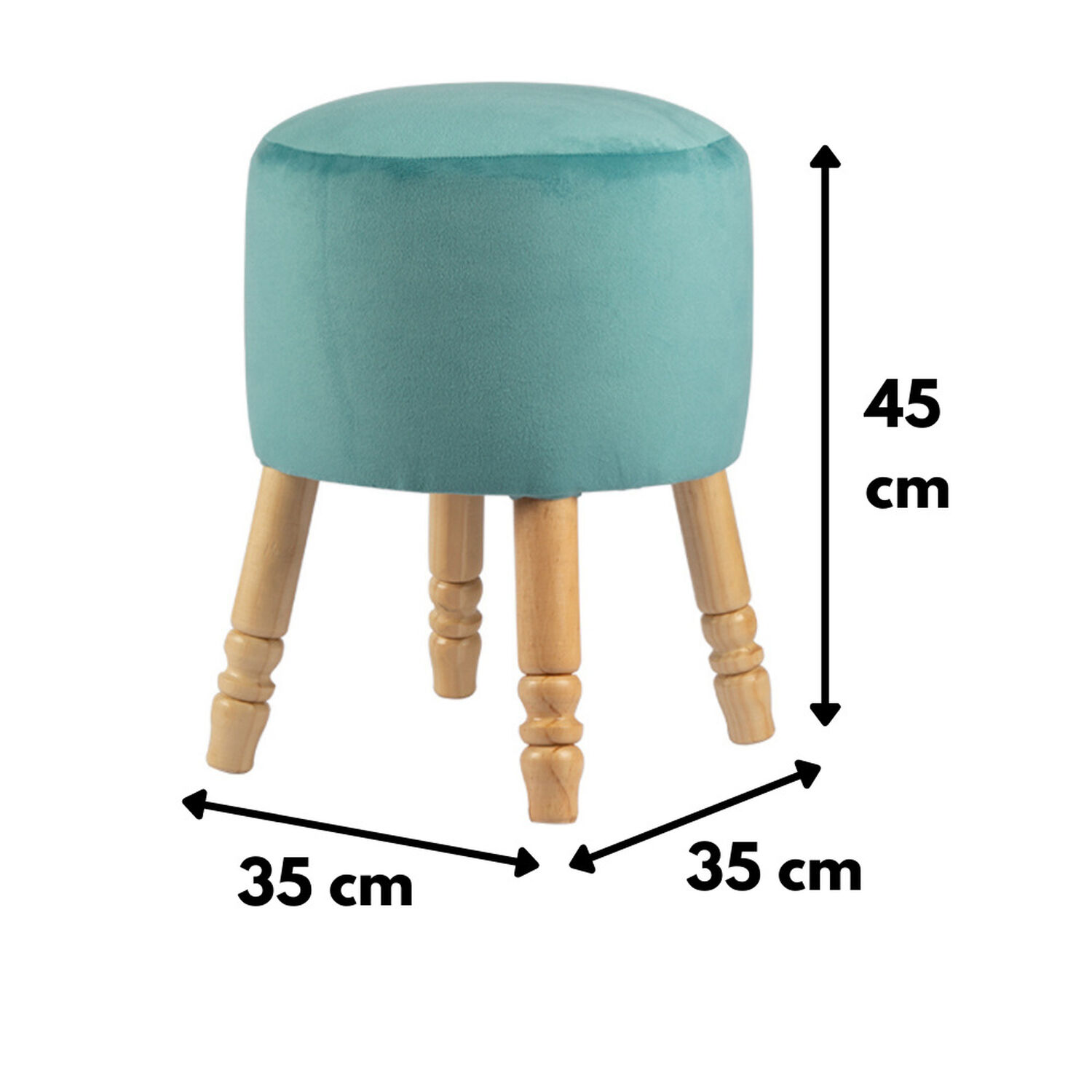 Pouf Bird Dise&ntilde;o Turquesa Felpa 35x35x45 Cm image number 4.0