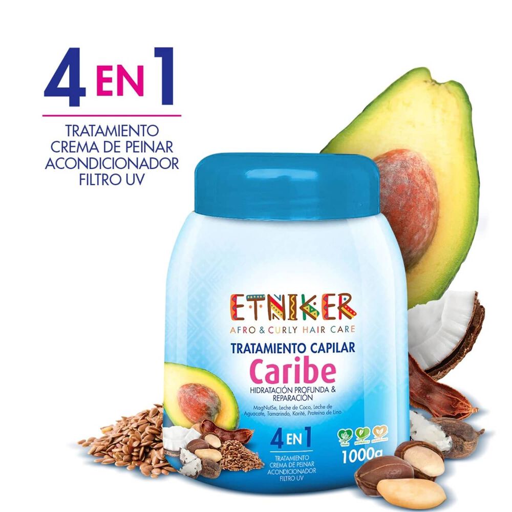 Tratamiento Capilar Afro And Curly Etniker Caribe 4 En 1 De 1000gr image number 0.0