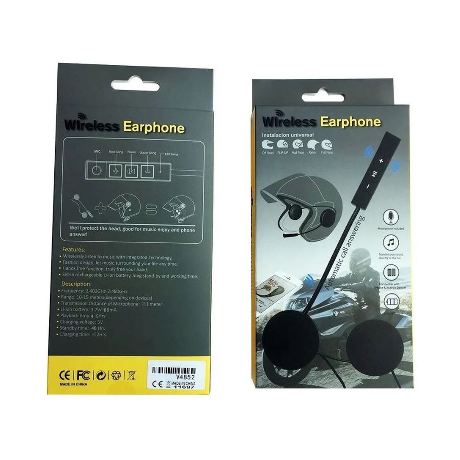 Audifonos Bluetooth Para Casco Moto Manos Libres Bt11 image number 2.0