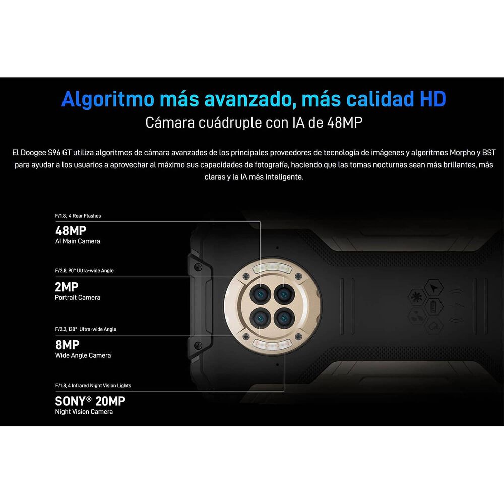 Celular Rugged Doogee S96 Gt Resistente A Golpes, Polvo, Humedad Y Agua / C&aacute;mara Con Visi&oacute;n Nocturna, Graba Videos En 4k image number 5.0