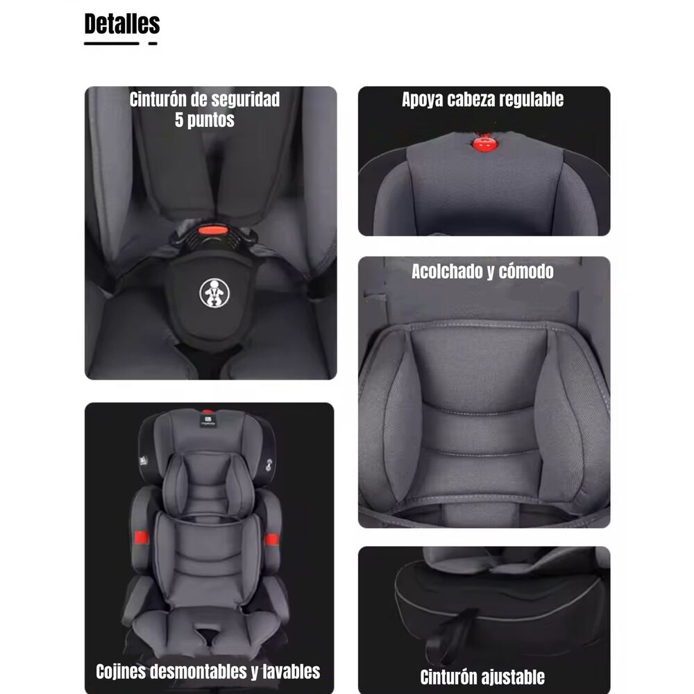 Silla De Auto Butaca 9-36kg 12 A&ntilde;os Gris We05 Lubabycas image number 2.0