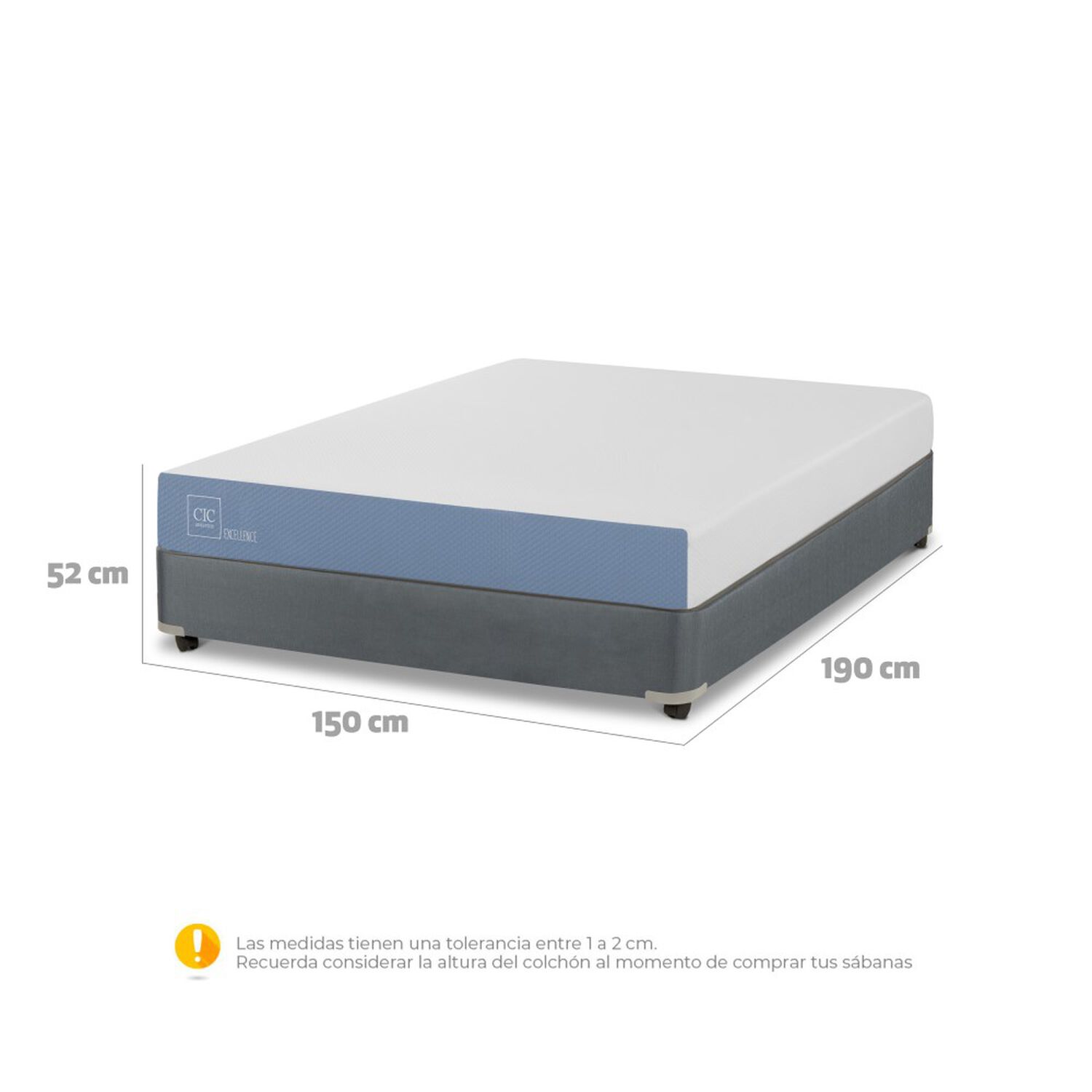 Cama Americana Cic Excellence / 2 Plazas / Base Normal + Almohadas image number 2.0