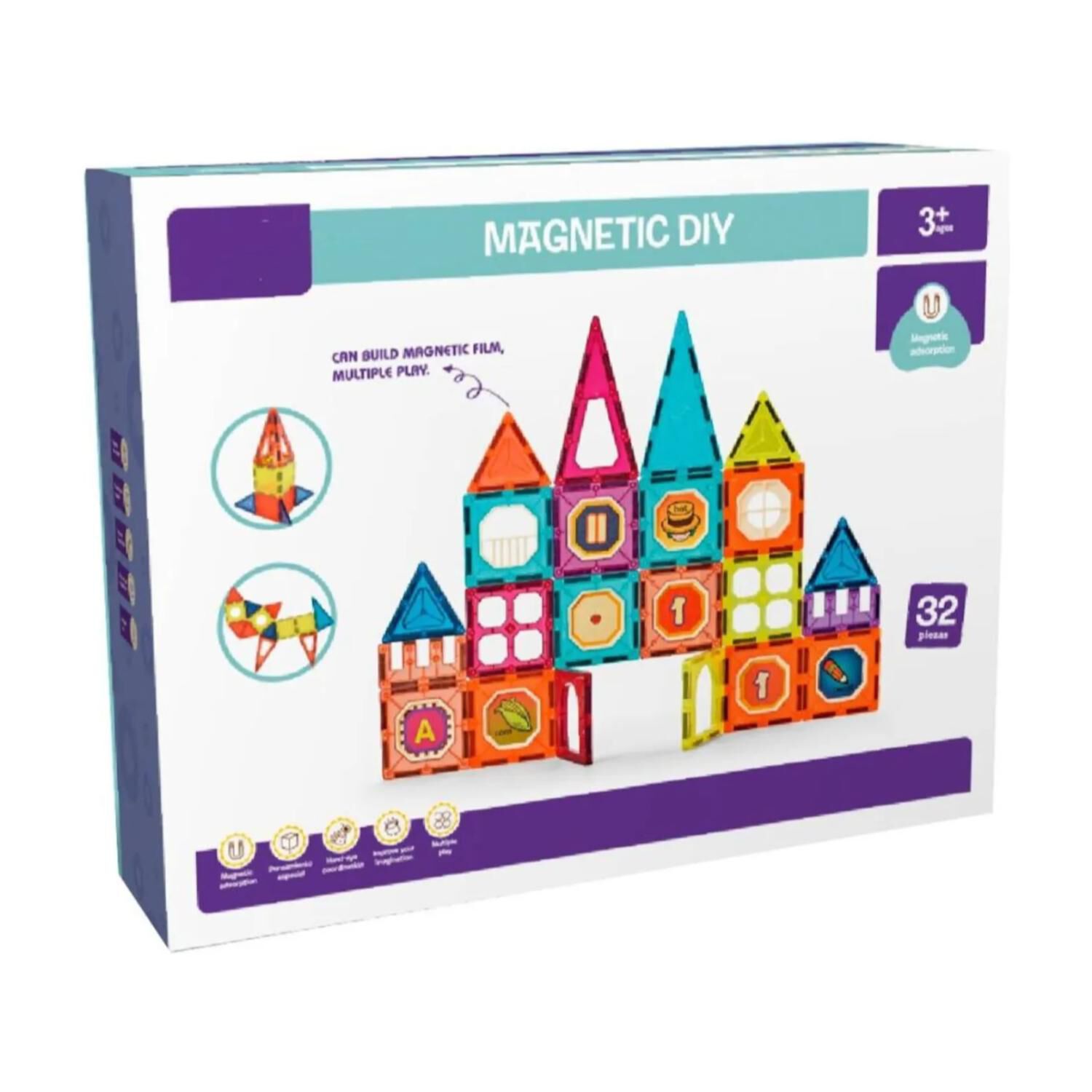 Juguete Bloques Magneticos 32pzs De Construccion Infantil image number 1.0