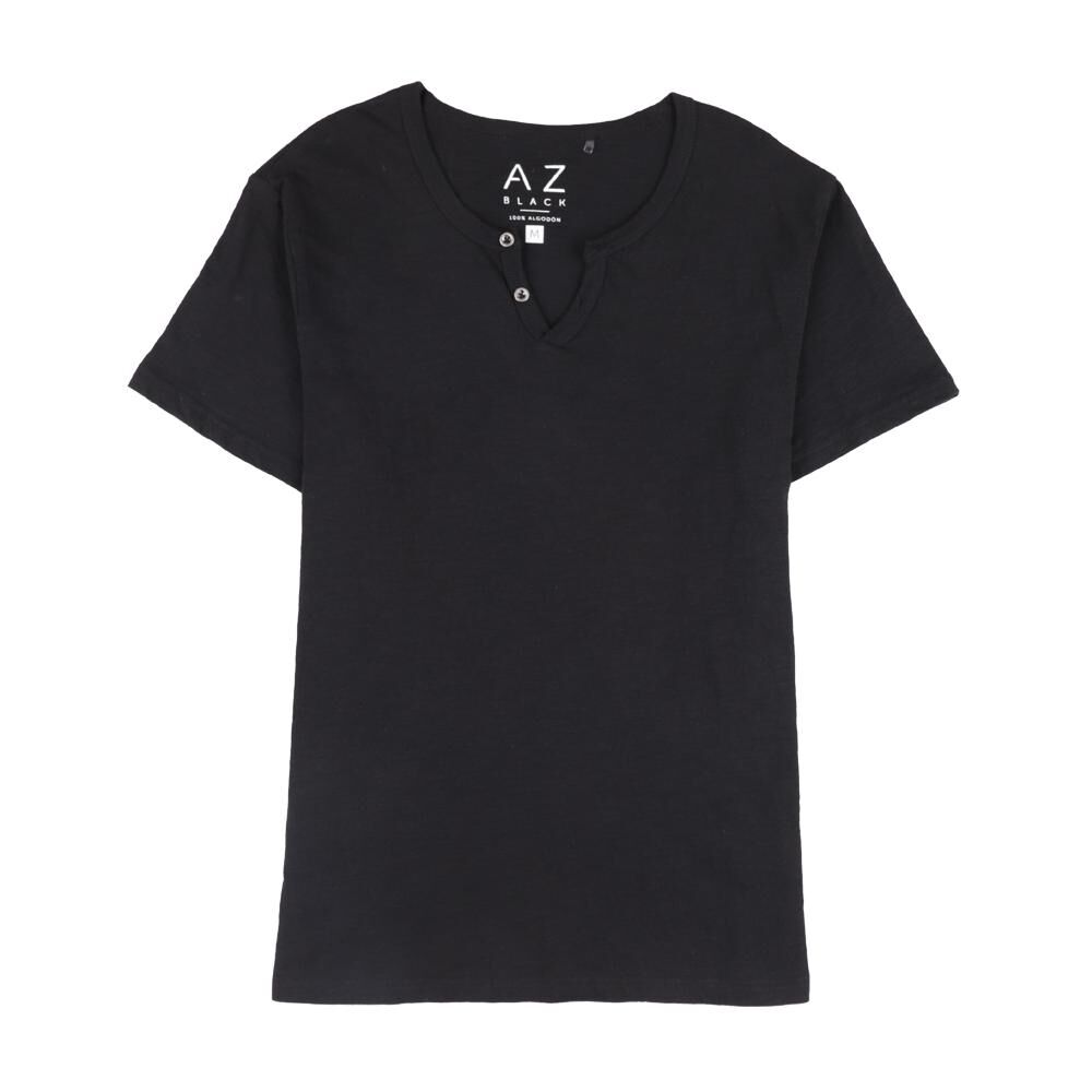 Polera Manga Corta Slim Cuello Redondo Hombre Az Black image number 0.0