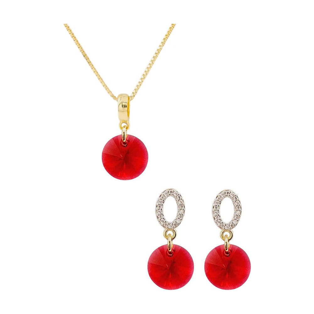 Conjunto Madrid Gold Cristales Genuinos Scarlet image number 0.0