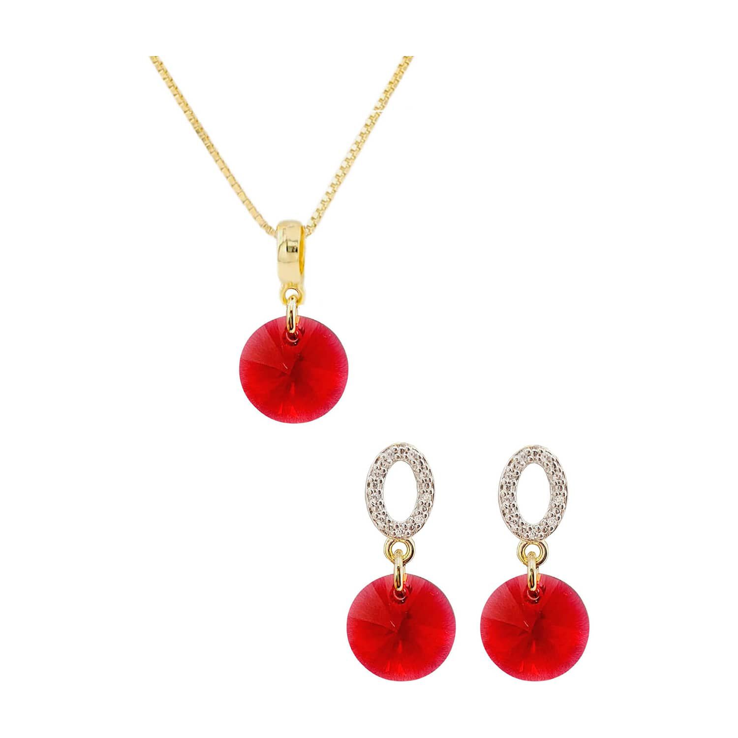 Conjunto Madrid Gold Cristales Genuinos Scarlet image number 0.0