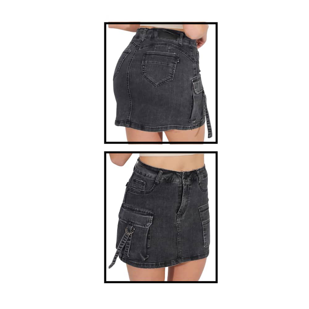Falda Jeans Con Short Mujer Cargo image number 1.0