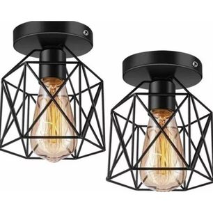 2 L&aacute;mparas Colgante Metal Jaula L&aacute;mpara De Techo Industrial