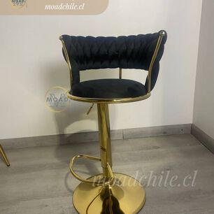 Taburete Bar Queen Ajustable Giratorio 360 Felpa Base Dorada