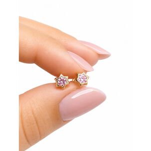 Aros Abridores Estrella 6 Puntas 5 Mm Oro 18k Circ&oacute;n Beb&eacute;
