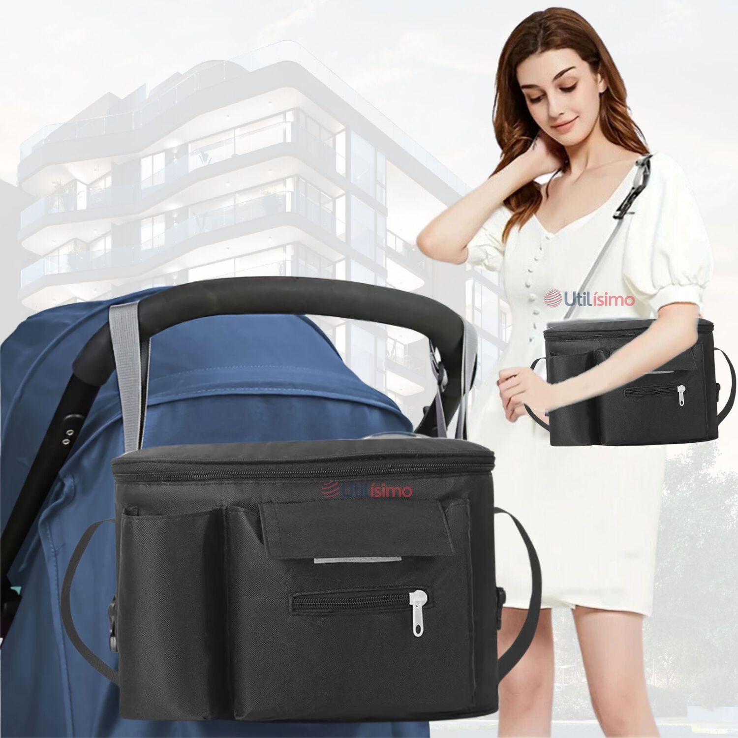 Bolso Maternal Mochila Para Coche Pa&ntilde;alera Beb&eacute; Black image number 0.0