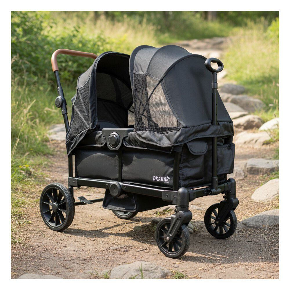 Coche Y Carro De Paseo Doble Wagon Drakar Negro image number 6.0