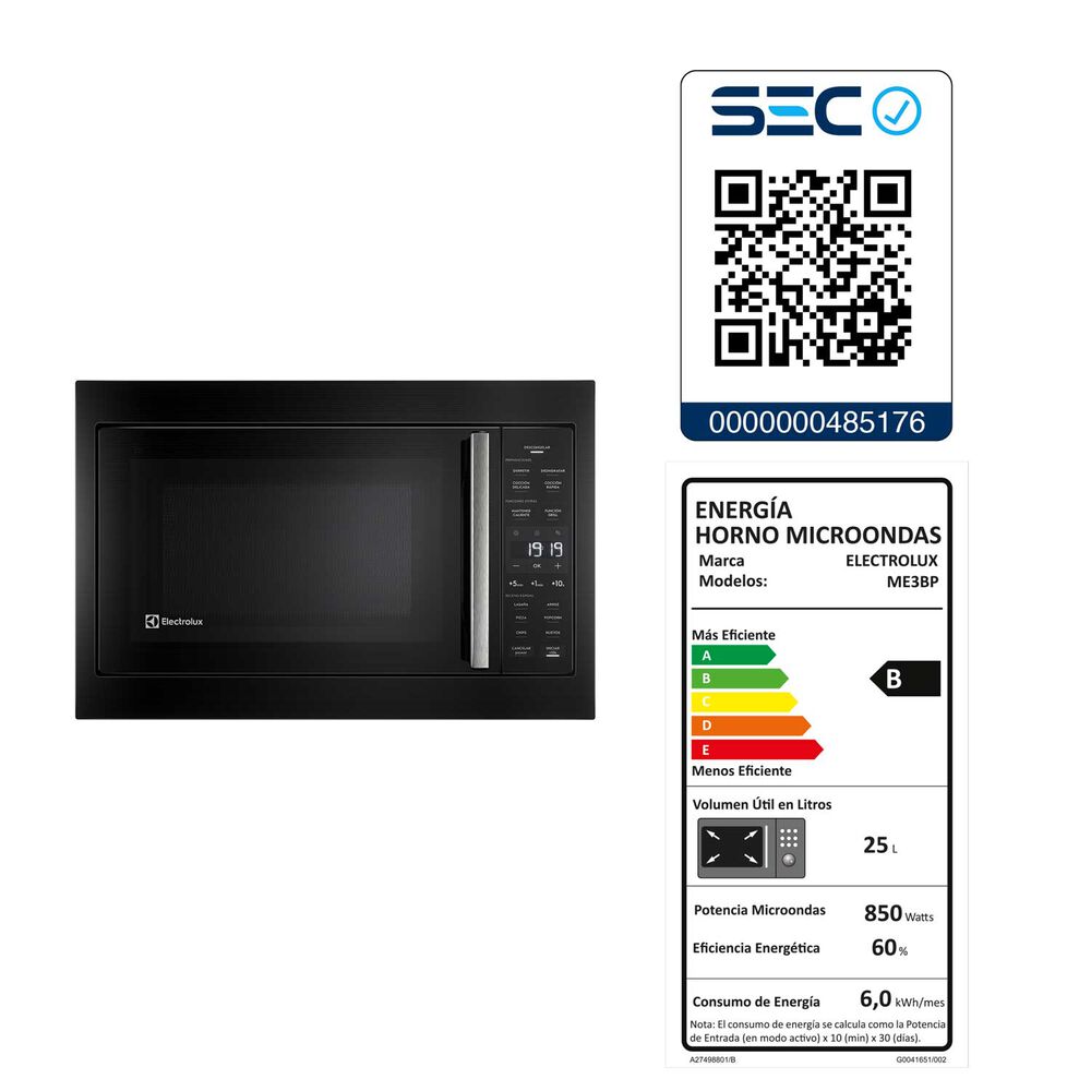 Horno Microondas Empotrado Electrolux ME3BP / 32 Litros image number 9.0