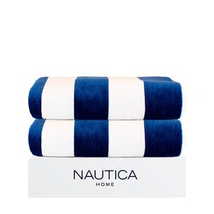 2 Toallas De Playa Nautica Home 100% Algod&oacute;n 163x81cm Cabana Azul Marino