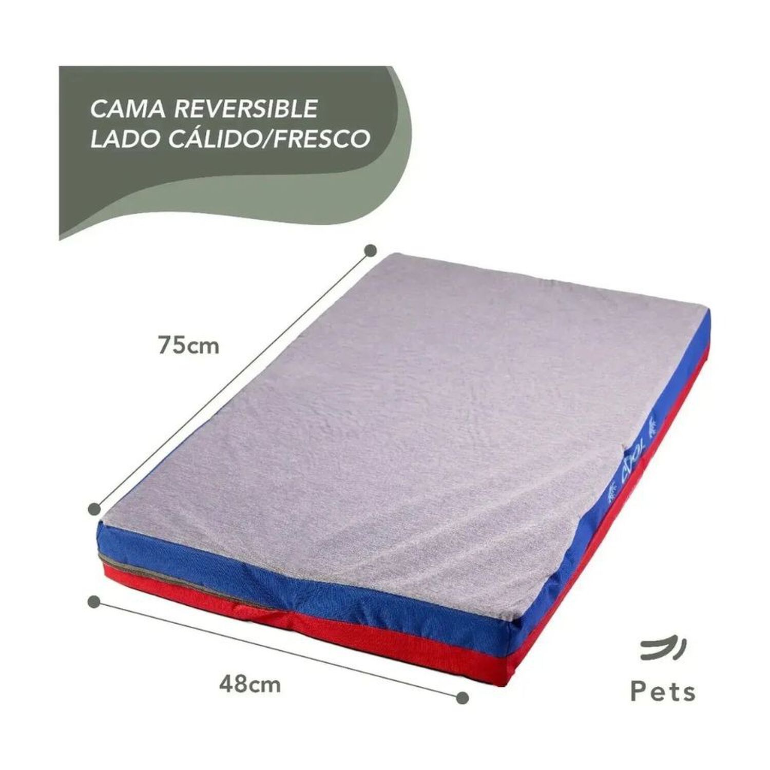 Cama Para Perro Reversible Fr&iacute;o Calor 75x48cm Talla S image number 3.0