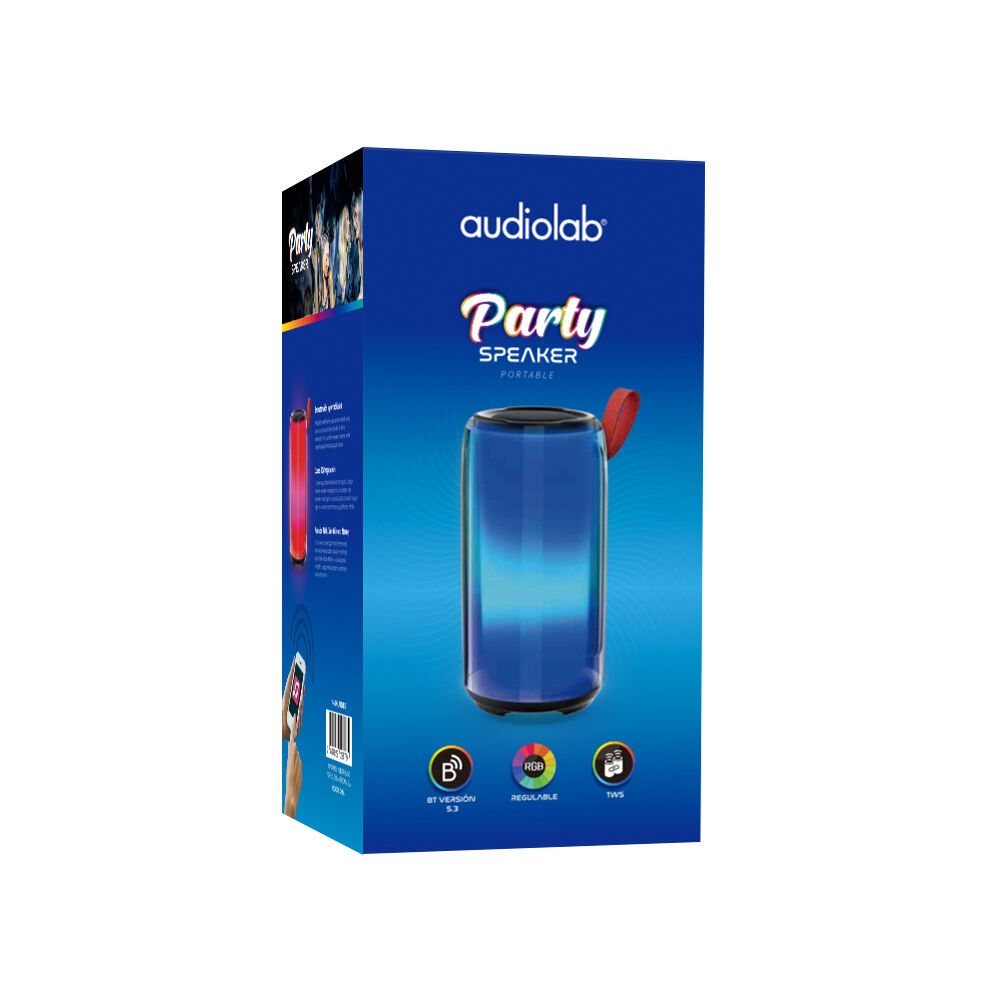 Parlante Bluetooth Audiolab I104oml9324bk Inal&aacute;mbrico Con Luz Rgb Party Speaker image number 4.0