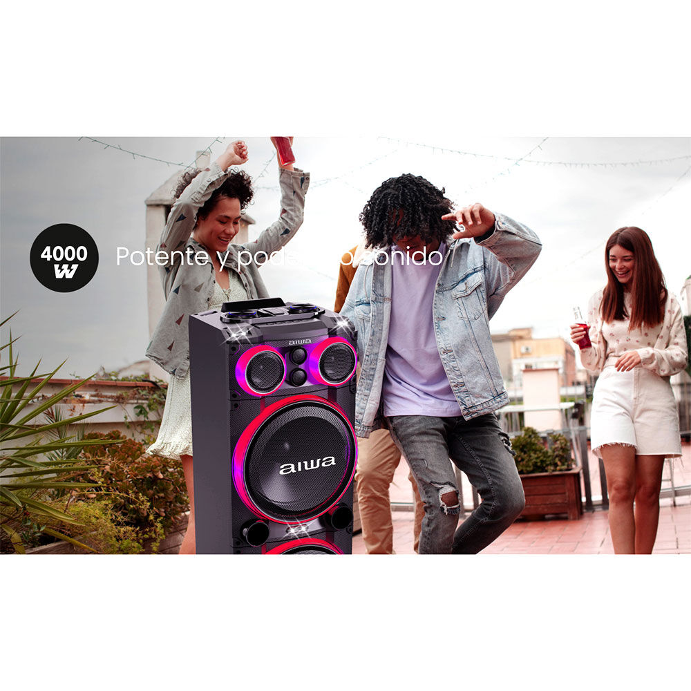 Parlante Bluetooth Torre Karaoke Aiwa 4000w Tws Aw-poc15 Negro image number 4.0