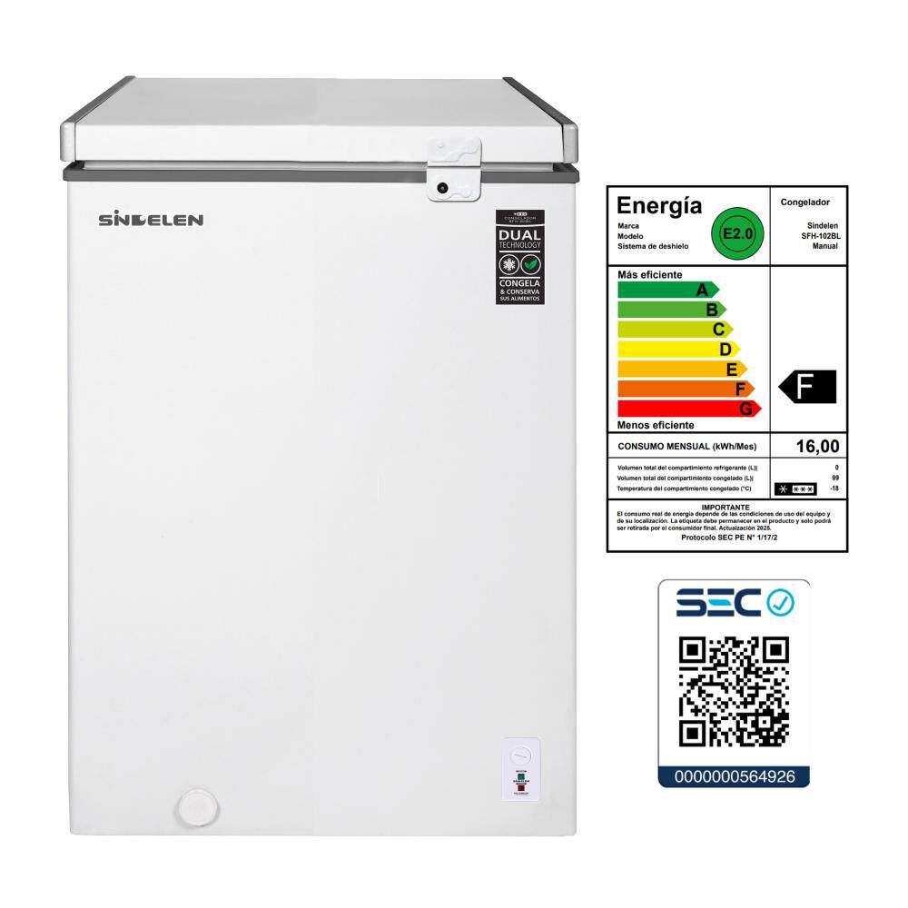 Freezer Horizontal Sindelen Sfh-102bl / Fr&iacute;o Directo / 99 Litros / image number 4.0