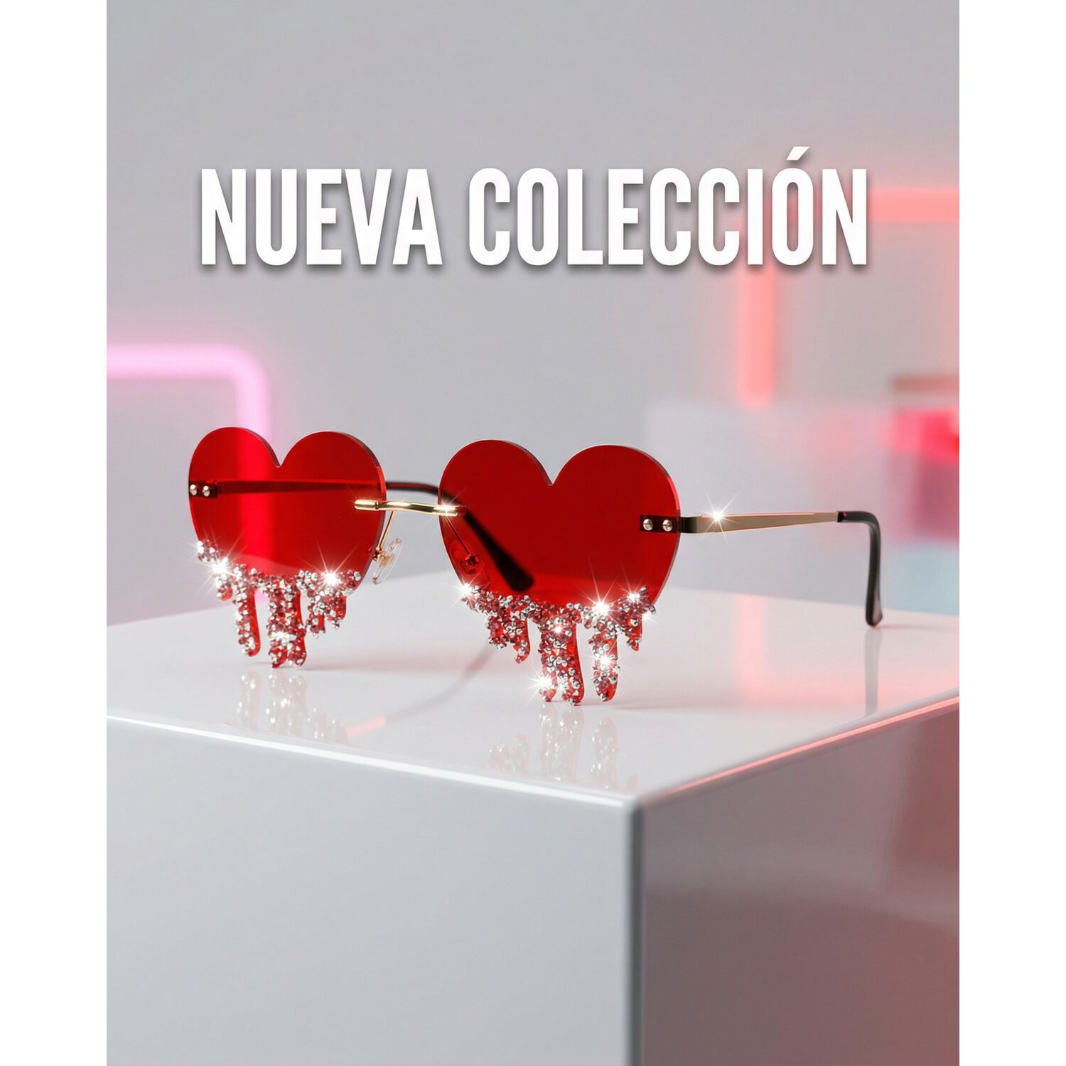 Lentes Coraz&oacute;n Con Strass Colgante Para Fiesta Mujer image number 4.0