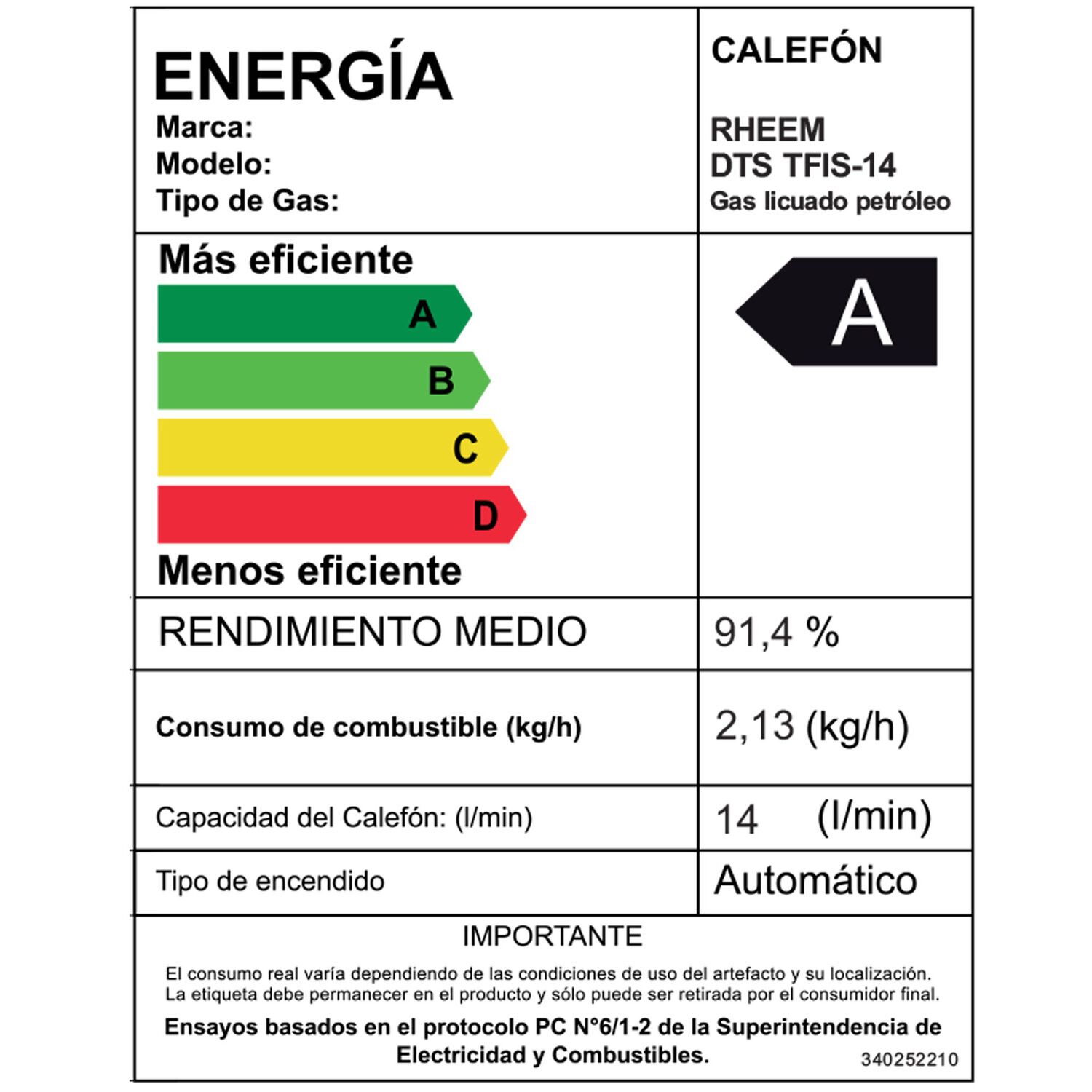 Calefont 14 Litros Gas Licuado Tiro Forzado Rheem image number 7.0