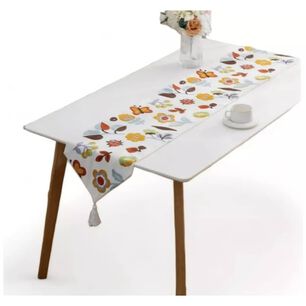 Camino De Mesa Bordado Medida 32x180cm Poliester Corredor
