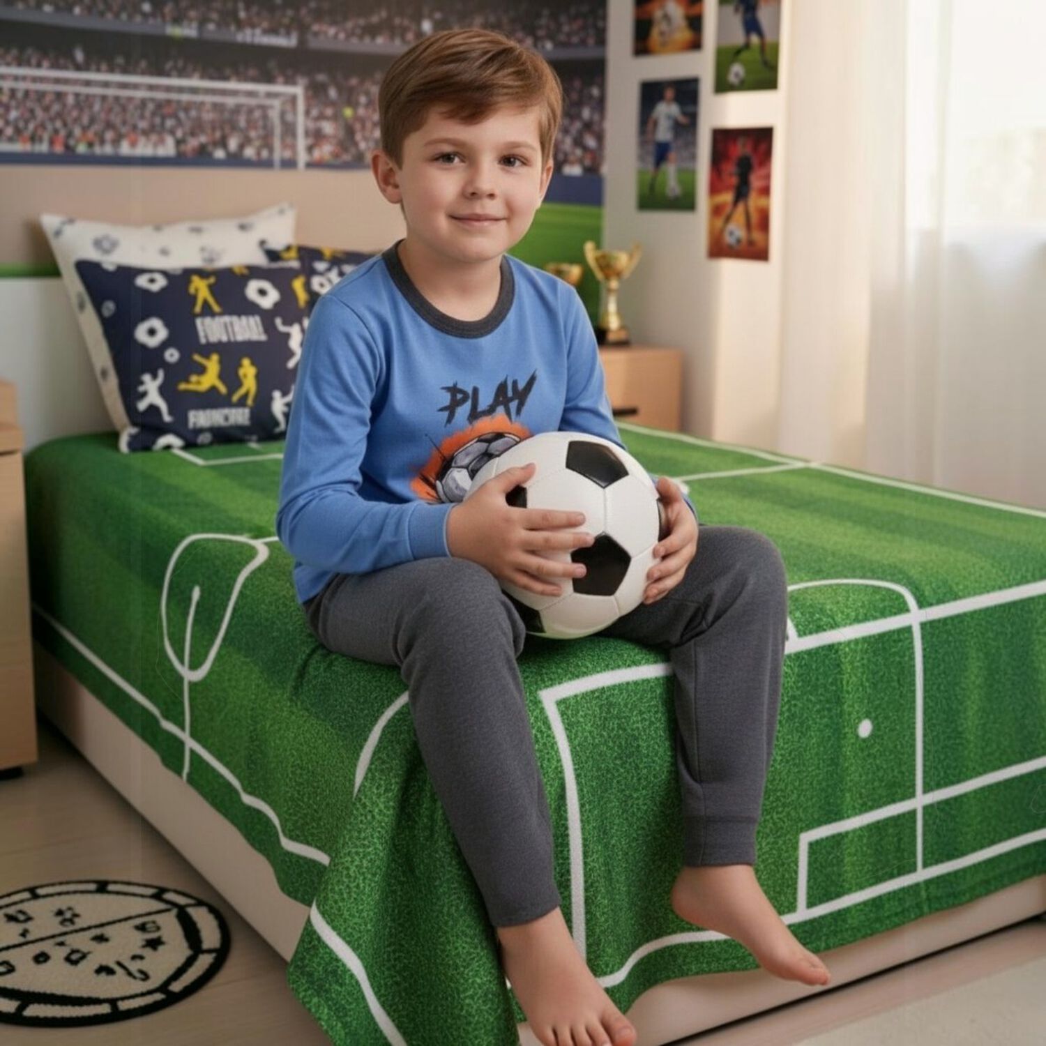 Pijama Ni&ntilde;o Algod&oacute;n Estampado Football image number 1.0