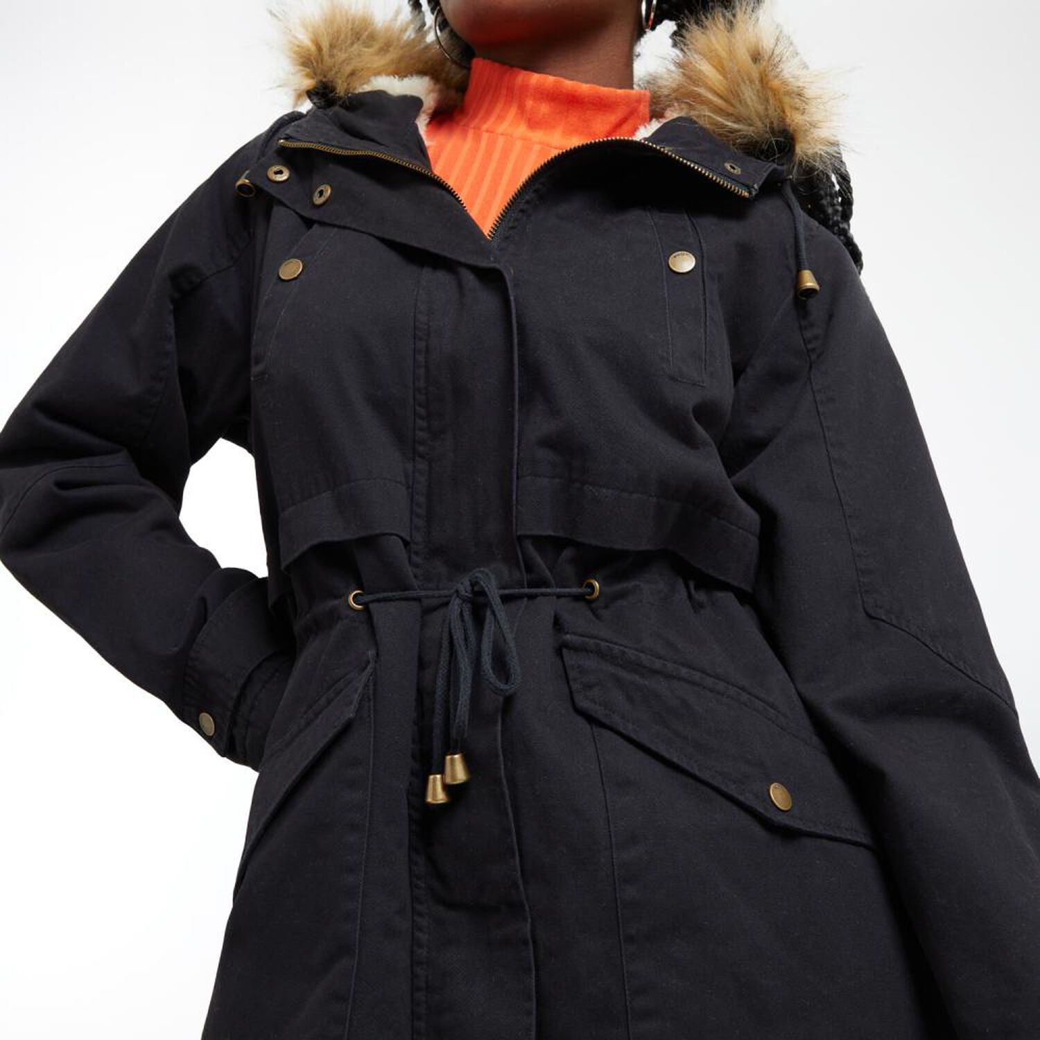 Chaqueta Regular Cuello Alto Con Capucha Con Piel Mujer Rolly Go image number 4.0