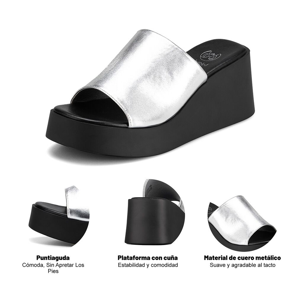 Sandalia Casual Plataforma Plateada Mujer Weide Qiu330 image number 7.0