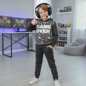 Buzo Ni&ntilde;o Franela Game Over Acero