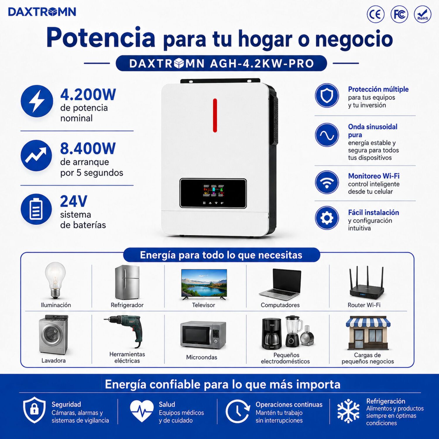 Inversor Solar Con Wifi H&iacute;brido De 4200w Y Potencia M&aacute;xima 8400w image number 7.0