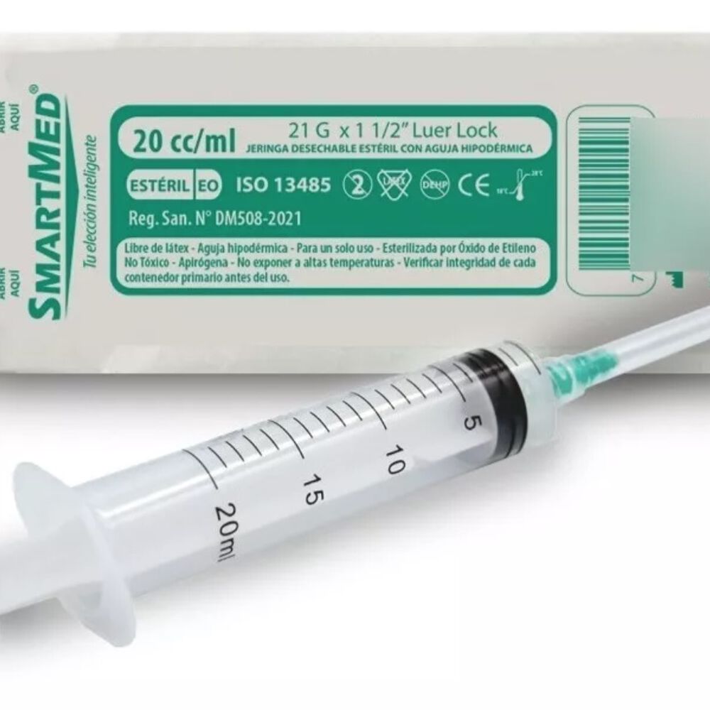 Jeringa Luer Lock 20ml C/aguja 21g X 1 1/2 Smartmed X 50 Und image number 0.0