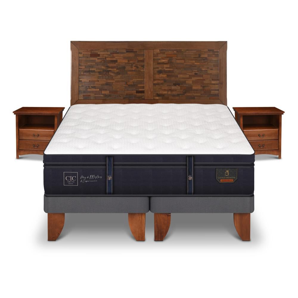 Cama Europea Cic Grand Premium / 2 Plazas / Base Dividida + Set De Maderas image number 0.0