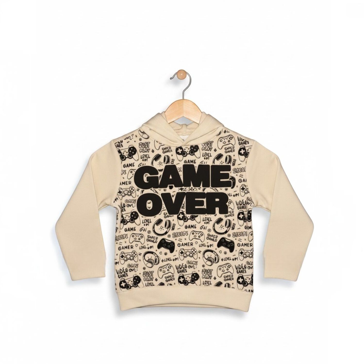 Buzo Ni&ntilde;o Franela Game Over Beige image number 4.0