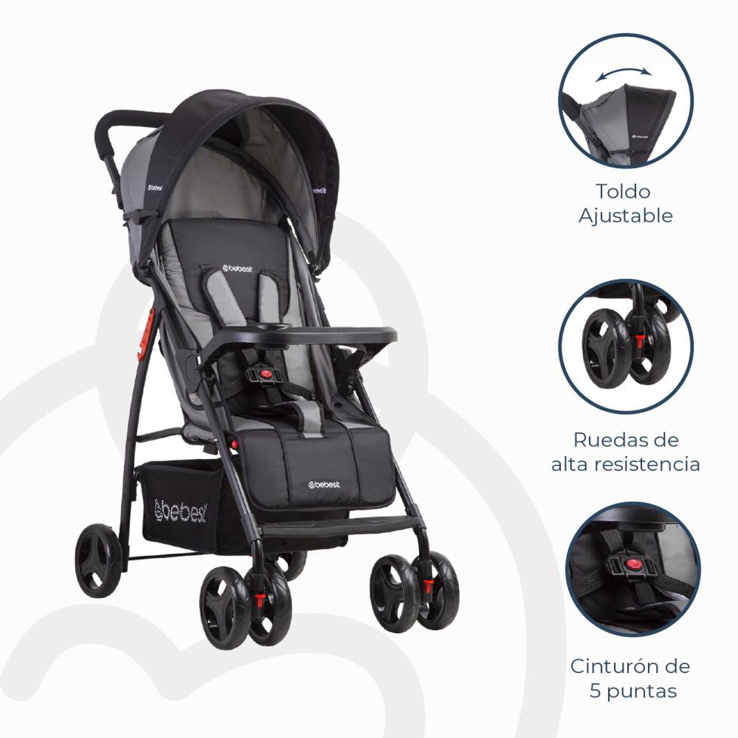 Coche Travel System Bebesit Summer Gris image number 5.0
