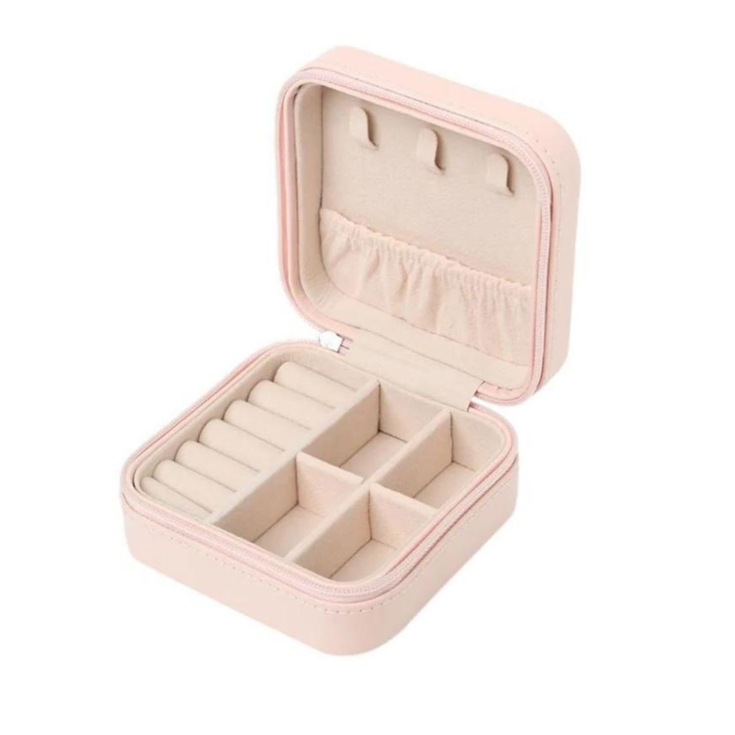 Estuche Organizador Joyas Cuadrado 10cm Joyero Rosa Aros image number 3.0
