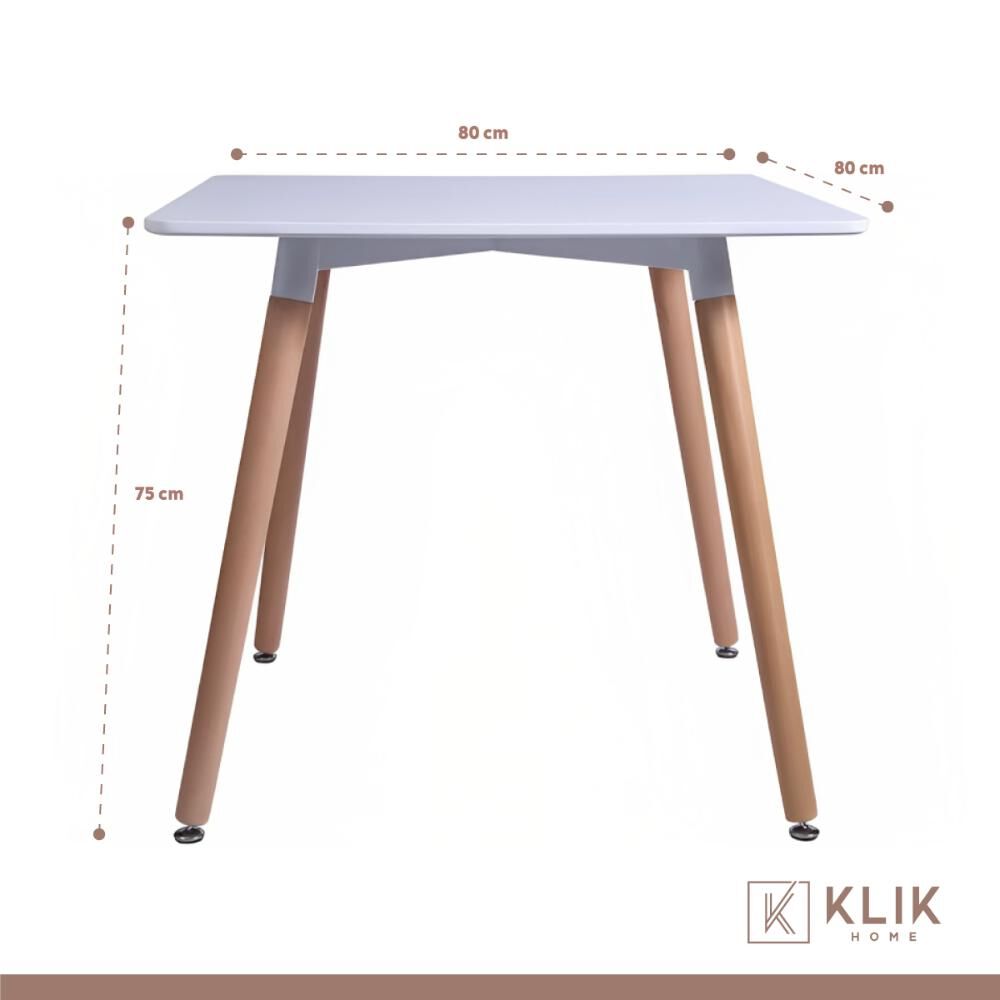 Comedor Mesa Eames Cuadrada Blanca + 4 Sillas Tulip Negras image number 4.0