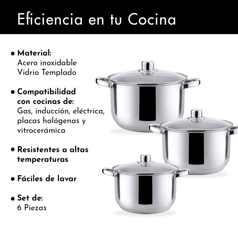 Bater&iacute;as 6 Piezas Acero Inoxidable Dresden Gris image number 3.0