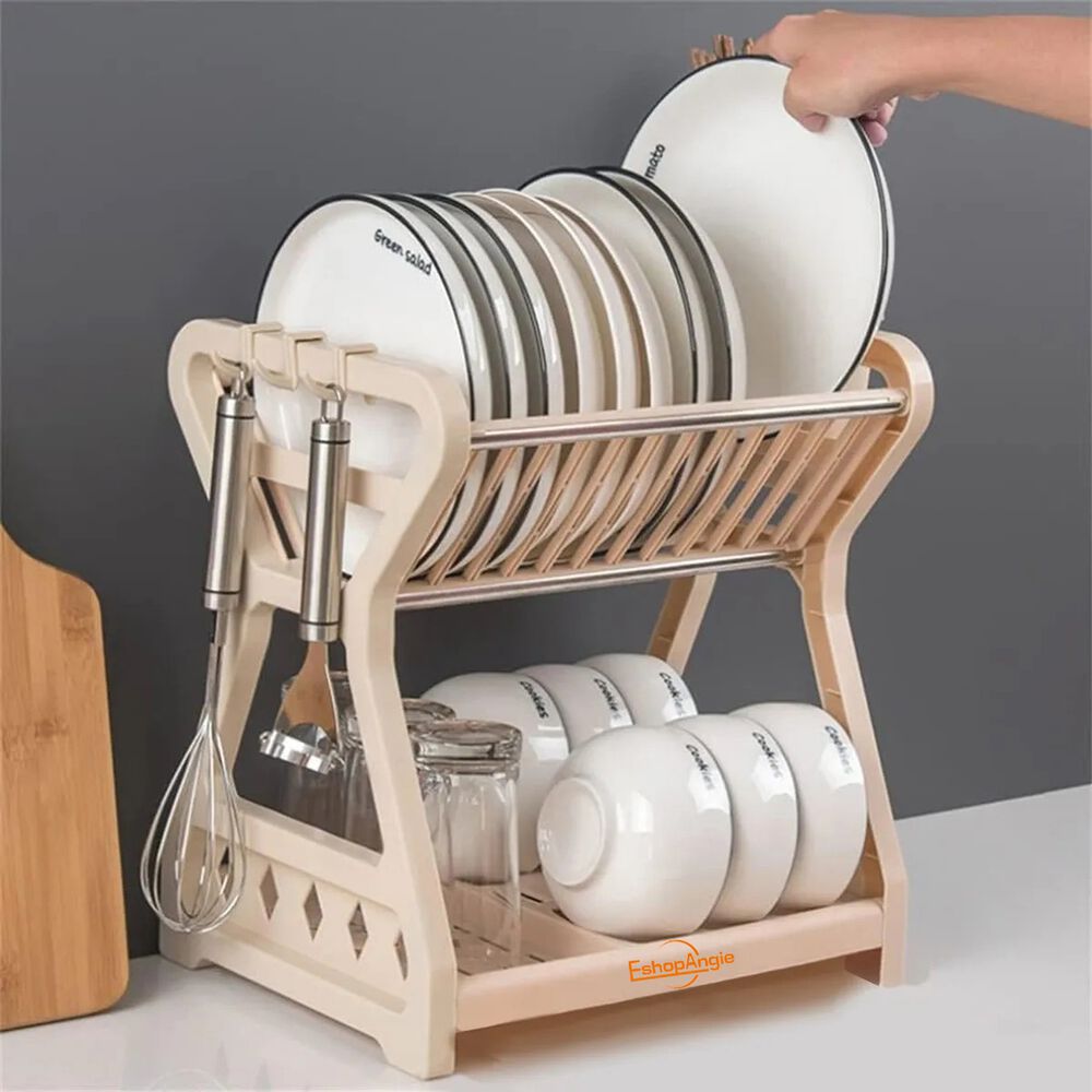 Escurridor De Platos 2 Niveles Beige Plástico Organizador image number 1.0