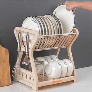 Escurridor De Platos 2 Niveles Beige Plástico Organizador