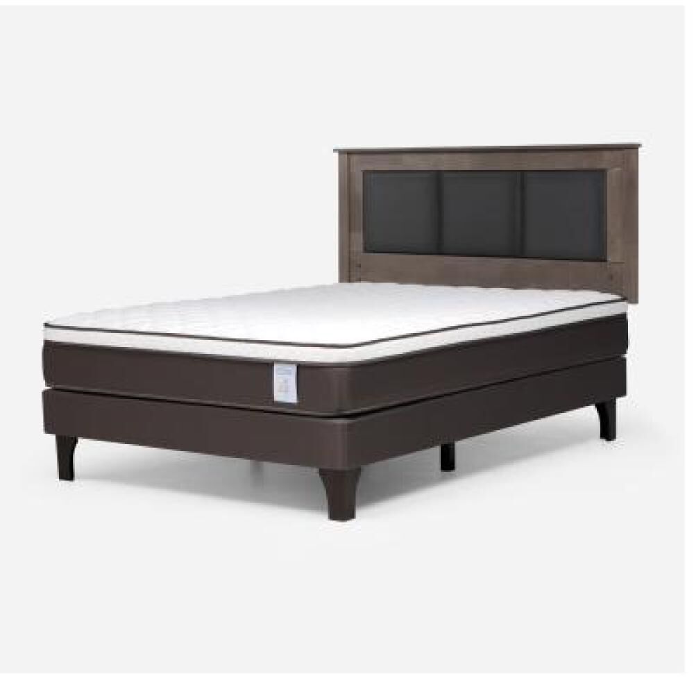 Cama Europea Rosen New Style 4 Plus / 2 Plazas / Base Normal  + Respaldo Rachel Gris image number 8.0