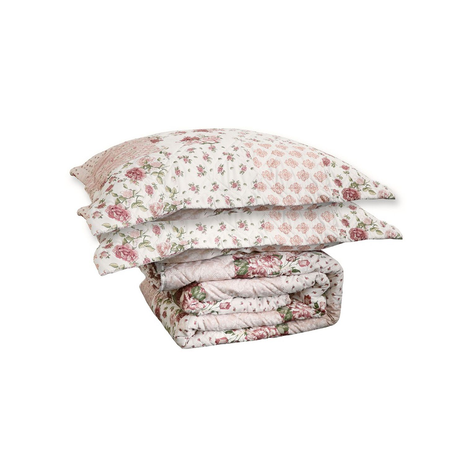 Quilt Andes Sherpa Estampado Patchwork Rosa King image number 1.0