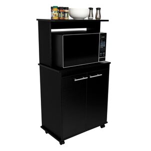 Mueble Microondas Con Ruedas 2 Puertas Fm-004n Negro