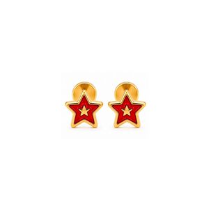 Aros Abridores Estrella Colores 5mm Oro 14k Beb&eacute; Ni&ntilde;a Rojo