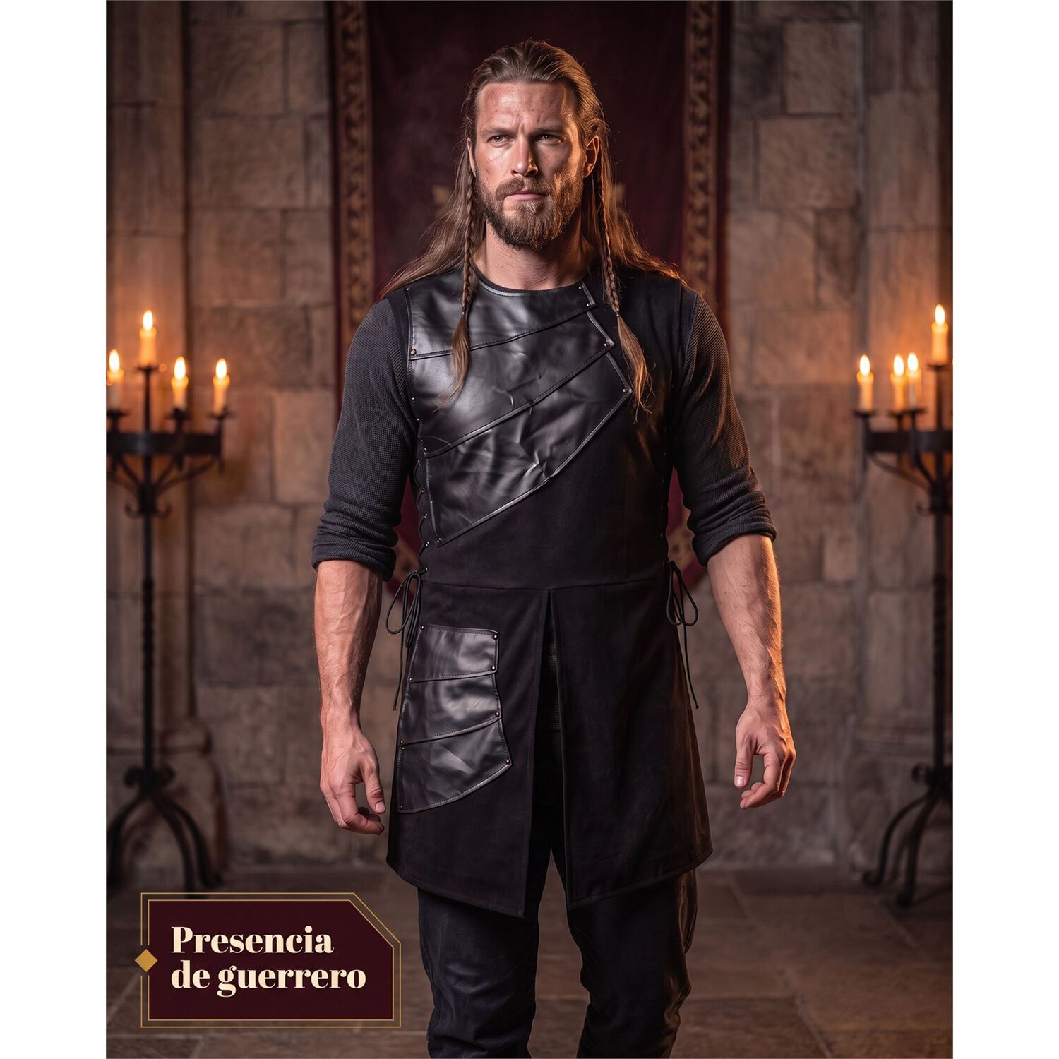 Traje Vestido T&uacute;nica Disfraz Medieval Celta Vikingo image number 69.0