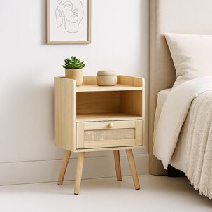 Pack De 2 Veladores Mesh Rattan Con Cajon Y Espacio