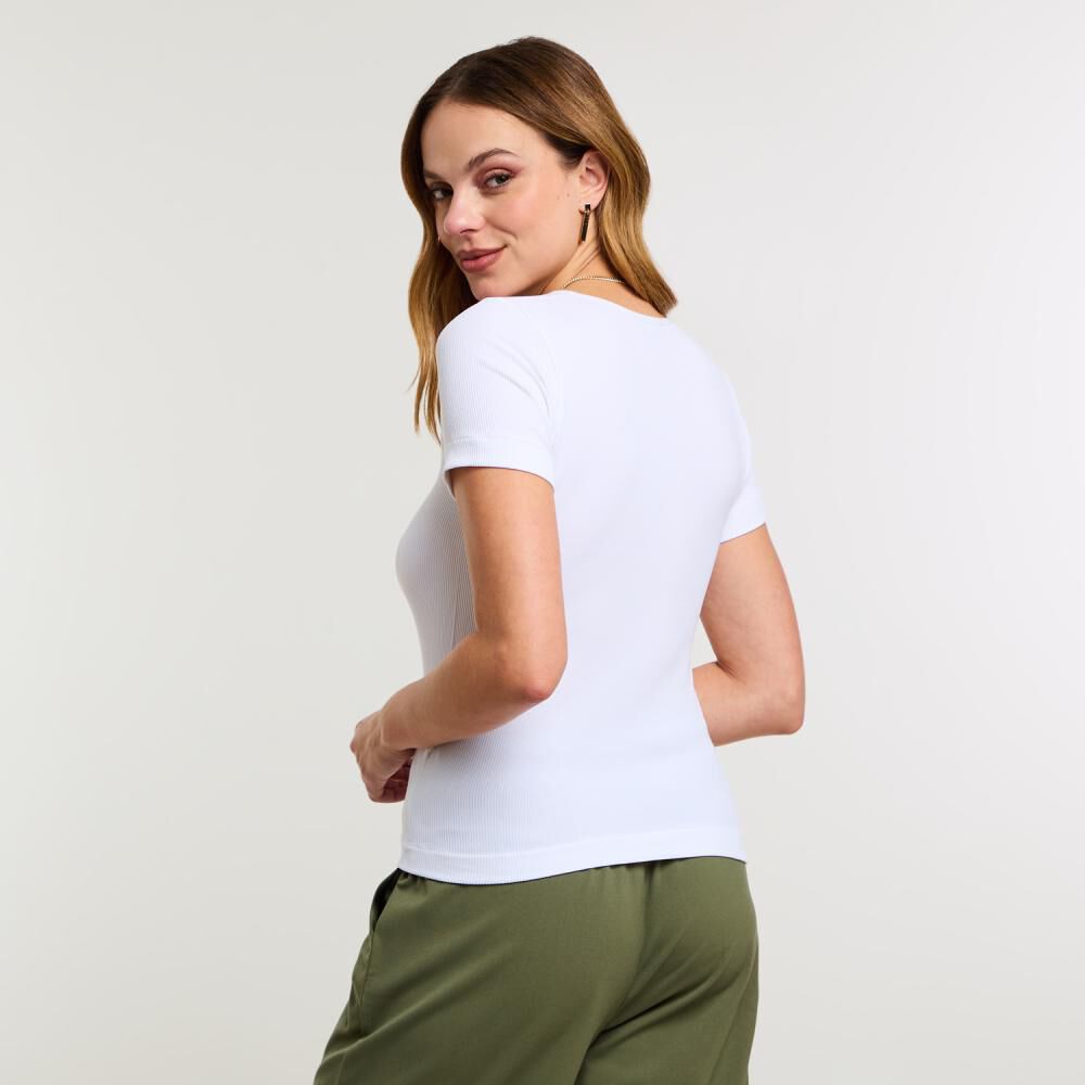 Polera Rib Básica Manga Corta Cuello Redondo Mujer Kimera image number 3.0