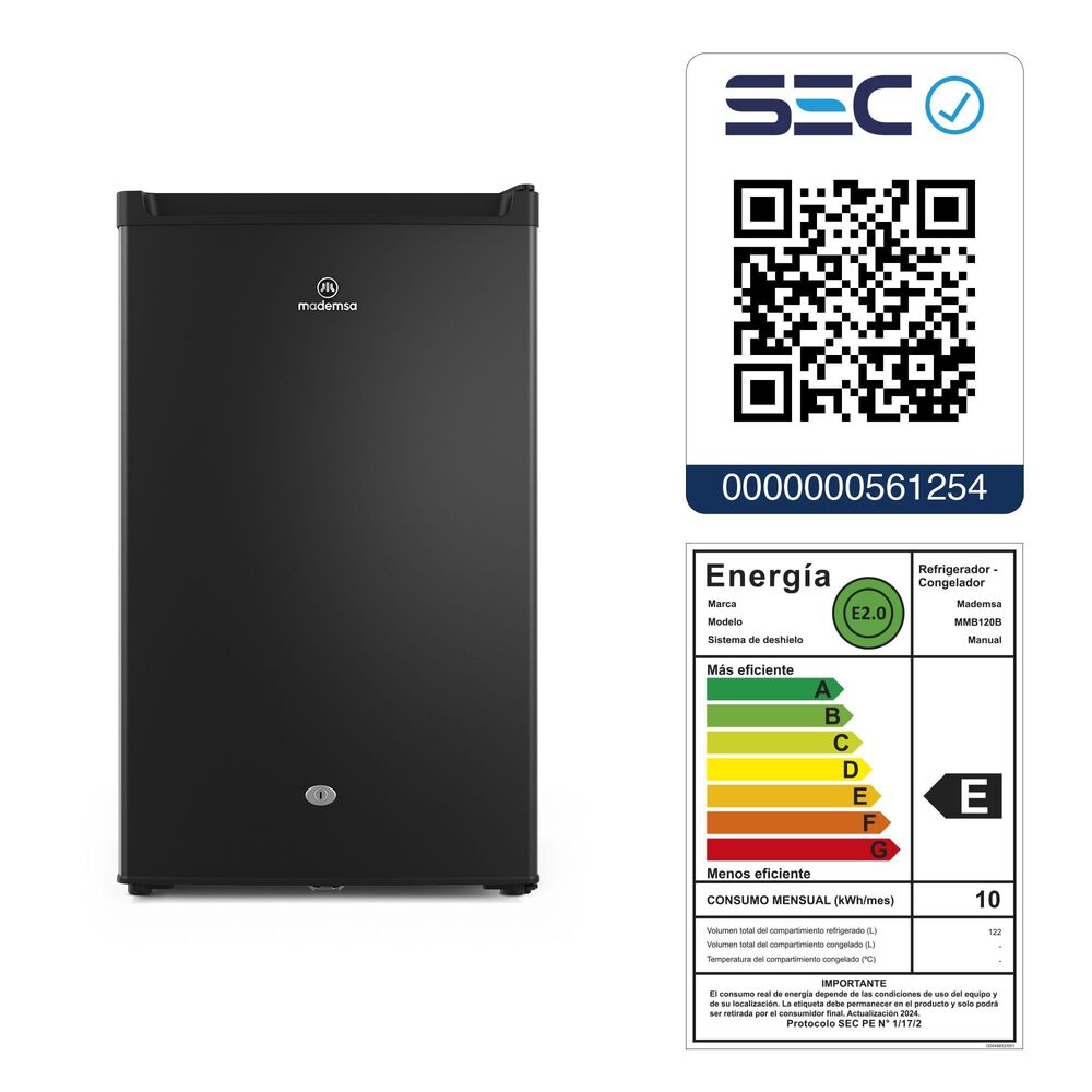 Frigobar 120l Fr&iacute;o Directo Con Llave Y Luz Led Mmb120b Negro image number 8.0